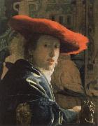 Jan Vermeer the girl with the red hat Sweden oil painting artist